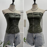Real Shooting Spice Girls High-End Pu Leather Tector Locomotive Wind Wrapped Bra Vest Sleeveless Top Tide 1986