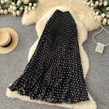 Korean Version Of The Wave Point 100 Folded Skirt Elegant Half Dress Women High Waist Thin A Word Long Dress Commuted Temperament Skirt