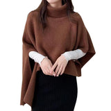 South Korea Dongdaemun 2026 Winter New Irregular High-Collar Knitting Cloak Leisure Warm Shawl Cloth Woman Tide