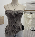 Real Shooting Wasteland Wind Thoracic Thoracic Do Old Hole Irregular Lotus Leaf Side Vest Millennial Babes Sleeveless Top 9228
