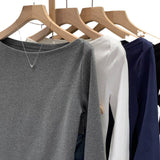 2026 Early Spring Unique Single-In-One Collar Long-Sleeved T-Shirt Women Autumn Senior Do Not Bump The Shirt On The Shoulder