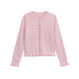 Spring 2025 New Round Collar Solid Color Loose Jacket Niche Temperament Knitting Shirt 2756114