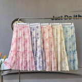 Korean New French Style Wears Advanced Temperament To Reduce The Age To Show Thin Purple Broken Flower Skirt