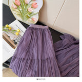 French Texture Fairy Temperament Net Dress Half Dress Autumn 2025 High-Waist A Word Fold Loose Big Skirt
