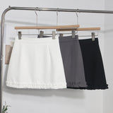 Real Shooting Wooden Ear Suit Short Skirt Summer Anti-Walking Lining High Waist Thin Ass A Word Step Skirt 6875