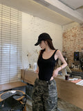 Vintage Babes Conjoined Sling Vest Woman In Summer With Beautiful Back Black Bare Back Coat Wear
