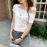 Unique To The Word Shoulder Collarbone Repair Short-Sleeved T-Shirt Girl 2025 Summer New Super-Looking Hottie Top
