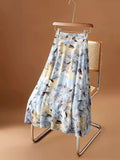 Oil Painting Style Half Dress Women's Spring And Summer 2025 New Hanging Flower Skirt High Waist Thin A Word Chiffon Skirt Long