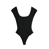 The New Sexy Generous Collar Tightness With A Thin Back-Joint Short-Sleeved T-Shirt Thai Top