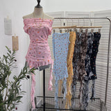 Real Shooting Holiday Wind Shoulder Folding Net Grums Flower Top Design Feeling Drift With Unique T-Shirt 1203