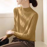 High-Grade Gray Half-High Collar Wool Texture Inside The Knitted Bottoming Shirt Women's Autumn And Winter High-End Super-Good-Looking Sweater