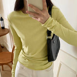 Thin Pure Hottie Long-Sleeved T-Shirt Girl Early Autumn 2025 New Ice Silk Breathable Shirt Repair Body