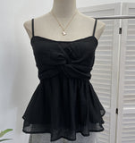 Real Shooting Hong Kong Island Hottie Sling Vest Folded Short Skirt Shaved Meat Thin Sleeveless Top 3729