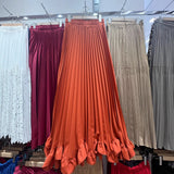 Specially For Women's Clothing New Temperament With Heavy Industry Petals Wood Ear 100 Folded Skirt