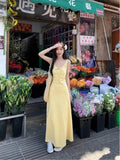 French Broken Flower Bow Sling Dress 2026 Summer New Temperament Slim Sweet Dress