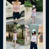 2025 Summer New Sling Pure Hottie Small Vest Simple T-Shirt Girl Lazy Lace Lace T-Shirt