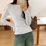 Thin Pure Hottie Long-Sleeved T-Shirt Girl Early Autumn 2025 New Ice Silk Breathable Shirt Repair Body