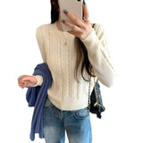 Ma Hua Round Collar Collar Sweater Long Sleeves On The Bottom Of The Knitted Shirt Women's Autumn And Winter 2025 New Single Wear Beautiful Top