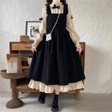 Spring Small Salt Milk Sweet College Wind-Backed Dress Women Loose Folded Cute Two Sets