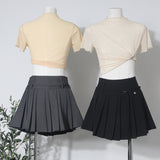 Pict Girl Gray Suit Half-Dress Woman High Waist Thin A Word Small Short Skirt Belt 8506