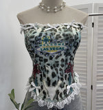 Real Shooting Babes Leopard Print Bump Color Lace Bow Tectored Brae With Chest Cushion Top 1580