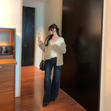 High-Level Sense V-Neck With Long-Sleeved Knitted Bottom Shirt Women's Autumn 2025 New Korean Atmosphere Sense Early Autumn Top