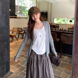 Korean Wearing A Tiansi U-Neck Thin Long-Sleeved T-Shirt Women's Autumn 2026 New Cold And Light-Lined Two-Piece Top
