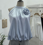 Real Shooting French Gold Wind Hanging Shoulder Waistcoat Woman Design Feel Sleeveless Bud Top Loose Shirt 1170