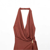 2025 Spring New Women's Design Sense Of Niche Slim Slim Hanging Neck Dress 3897111
