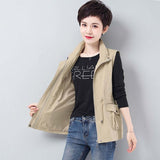 Ma Jia Women's Spring And Autumn Short Outer Vest 2025 New Large-Size Middle-Of-A-Year-Need Mother Leisurely Loose Horse Clip Shoulder Tide