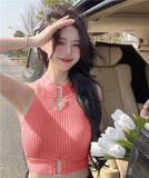 Sweet Babes Hollow Knitted Slings Small Vest Women's Summer Sleeveless Sexy Pure Desire Inside The Coat Wear