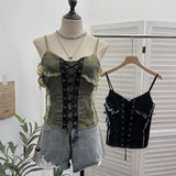 Real Shooting Cowboy Draw Rope Tie With Chest Vest Hair Side To Make Old Short Body Sleeveless Top Woman 2726