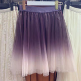 Summer Net Yarn Short Skirt Girl Small A Skirt 2025 Color Half-Dress Skirt Slimy Fairy Fluffy Skirt