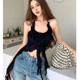Spice Leopard Print Small Sling Female Pure Lust Wind To The Waist Alone Special To The Design Of The T-Shirt Feeling Ribbon Hanging Neck Vest