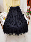 Butterfly Planted Velvet Fairy Net Yarn Half Skirt Dress Dress Women Autumn And Winter Splicing Big Swing 100 Fold Skirts In The Long A-Word Dress