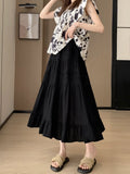 High-Rise Thin New Summer Black A-Shaped Umbrella Skirt 2025 Long Skirt Cake Half-Dress Lace Woman