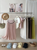 French Retro-Screative Ice Silk Cotton 100-Folded Dress Woman Sha Bohemia Beach Holiday Style A Skirt