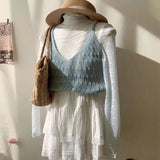 South Korea Dongdaemun 2026 Spring And Summer New Korean Version Of The Slimming Short Simple Thin Knitted Sling Sling Shirt
