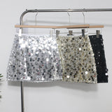 Real Shooting Atmosphere Heavy-Working Sequin A Short Skirt High Waist Thin Anti-Walking You Inner Liner Hip Skirt 8036