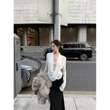Lace Splicing Fake Two-Piece Rivet T-Shirt Spring Repair Pure Sister Style White Long-Sleeved Shirt