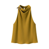 2026 Spring Women's Clothing Tycoon Hanging Neck Texture Sleeveless Small Top 8919911