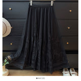 French Fairy Temperament Lace Hollow Tuk Tuk-Dress Girl Summer 2025 High-Waist A Word Loose Folding Large Swing Skirt