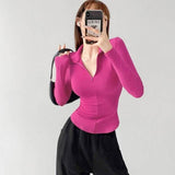 2025 Ants Waist Babes Arc To Repair Thai V-Neck With T-Shirted Female Dopamine In Autumn