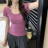 European Goods High-End Feel Shoulder Repair Short-Sleeved T-Shirt Women's Summer 2025 New Niche Fashion Thin Top