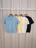 Hook Flower T-Shirt Woman 2026 Retro Hollow Polo Niche Design Sense Thin Knitted Short-Sleeved T-Shirt Summer Coat