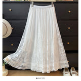 French Fairy Temperament Lace Hollow Tuk Tuk-Dress Girl Summer 2025 High-Waist A Word Loose Folding Large Swing Skirt
