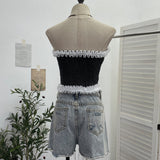 Real Shooting Lace Side With Cowboy Bra Vest Woman Summer With Chest Pad Outside Wearing Short Top 2761