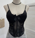Real Shoot Spice Girls With Chest Pads Fish Bone Lace Sexy Sling Vest Short Boobs On The Back Of The Dress Woman 1127