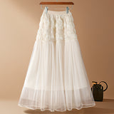 Three-Dimensional Flower Net Dress Half Skirt Women's Spring And Autumn New Temperament Gentle Long Fairy A-Word Shaft Skirt