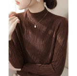 High-Grade Gray Half-High Collar Wool Texture Inside The Knitted Bottoming Shirt Women's Autumn And Winter High-End Super-Good-Looking Sweater